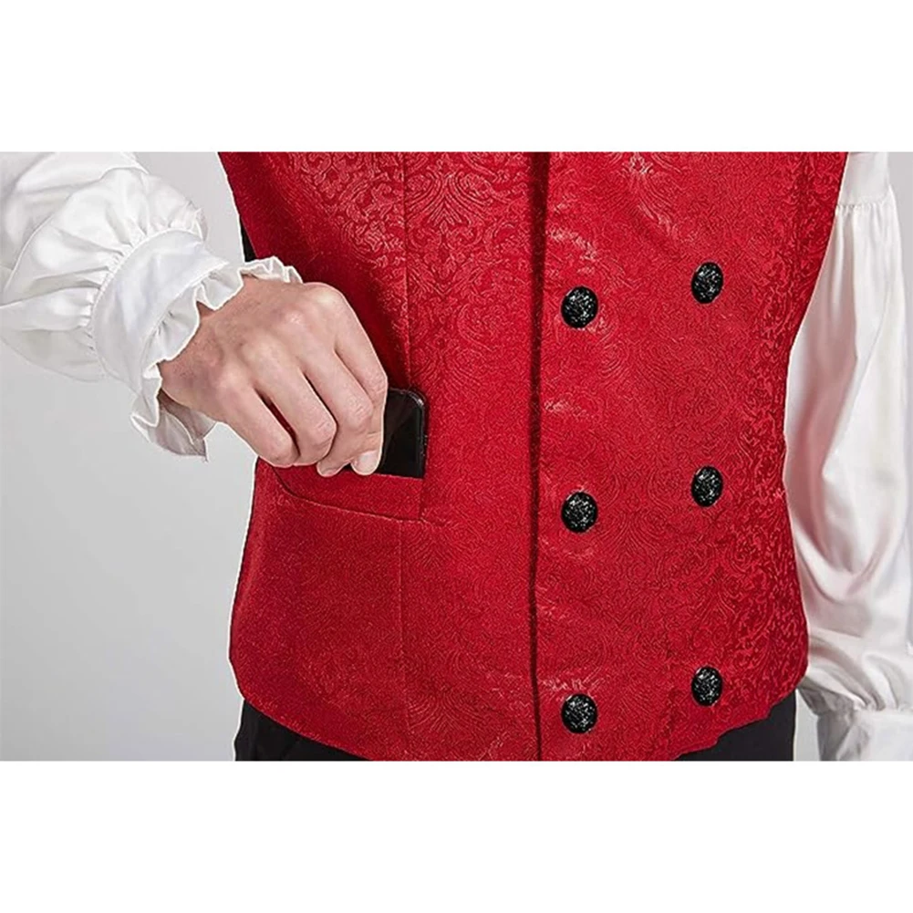 Mens Slim Fit Buttoned Waistcoat Suit Vest for Formal Business Wedding Gothic Steampunk Victorian Style Sleeveless Decorative