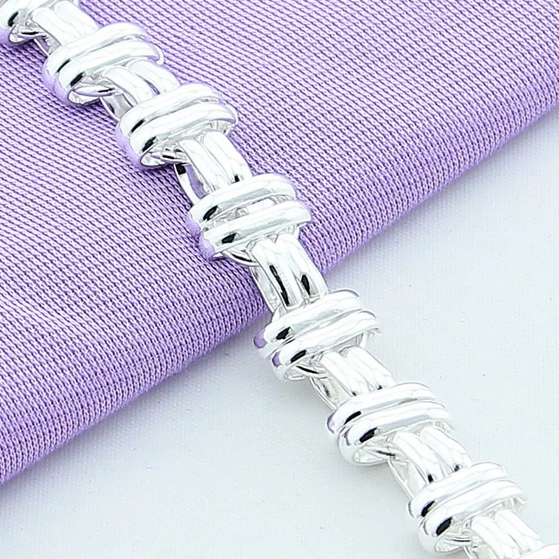 Hip Hop Men 925 Silver Bracelet Handmade Silver Bracelet Party Jewelry Gift