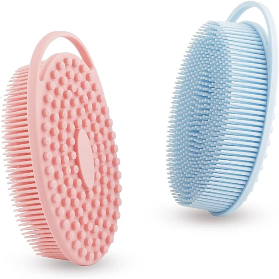 1/2PCS Silicone Shower Brush Hooked Double Side Scrubbing Massage Brush Bath Brush Children Sensory Tactile Brush