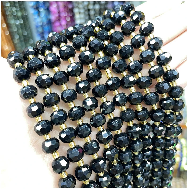 Neue 6X8MM Naturstein Amethyst Tigerauge Amazonit Kristall Eingelegte Radperlen DIY Schmuckherstellung Armband Halskette Zubehör – Detail 11