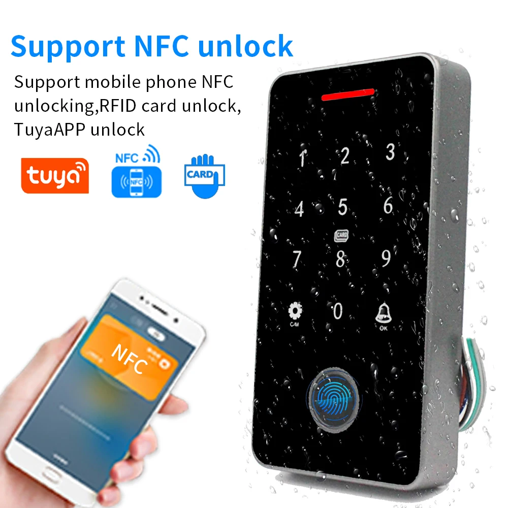 Kits de Sistema De Controle De Acesso De Porta Bluetooth, Fechaduras Elétricas De Ataque Magnético, Impermeável, NFC, RFID, Teclado De Impressão