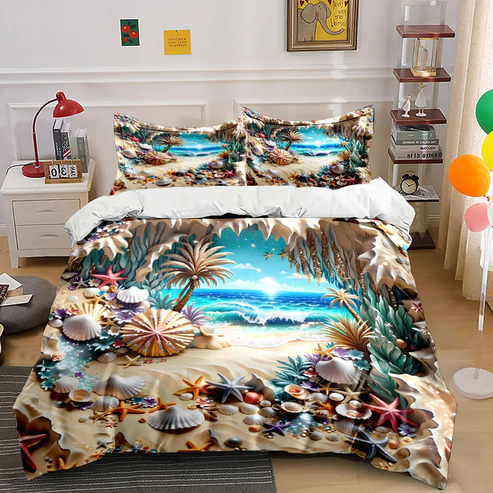 

"Beach Theme Decorative Set" Multiple sizes kid's and adults' bedroom Exquisite 3PC bedding set, gift