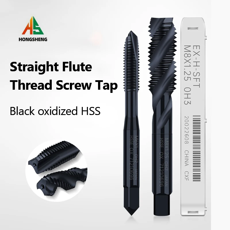 M2-M24 Thread Tap Titanium Coated Machine Plug Tap HSS Metric Straight Flute Thread Screw Tap Hand Tools