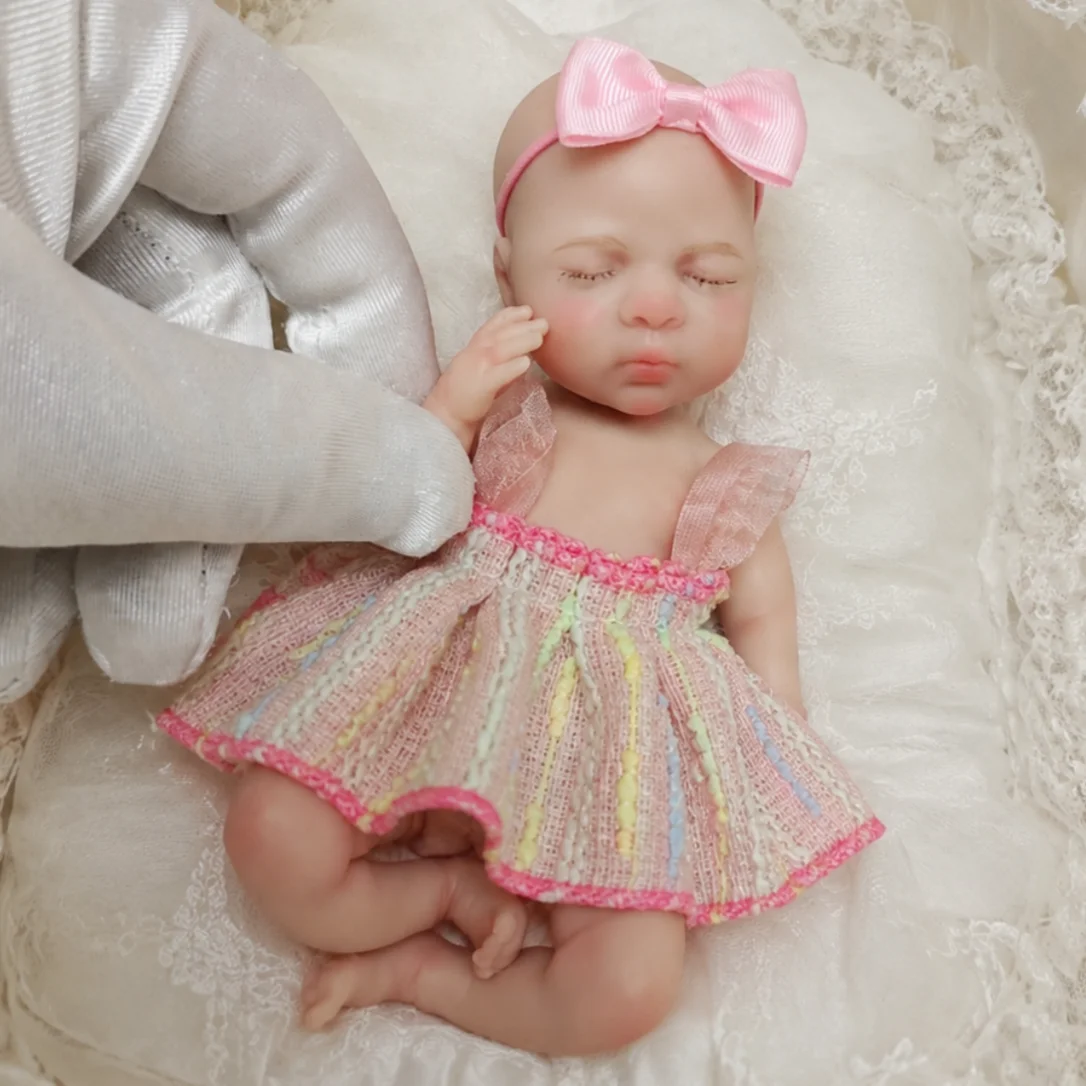 OtardDolls-- 2 Sets Kleidung 6 Zoll Luna Mini Palm Solide Bebe Reborn aus Silikon Mädchenpuppen mit bemalter Haut Reborn-Puppe