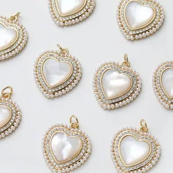1PCS Dainty Heart Oval Shell Charms for Jewelry Making Necklace Pendant Findings DIY Hand Made Brass 14k Gold Plated