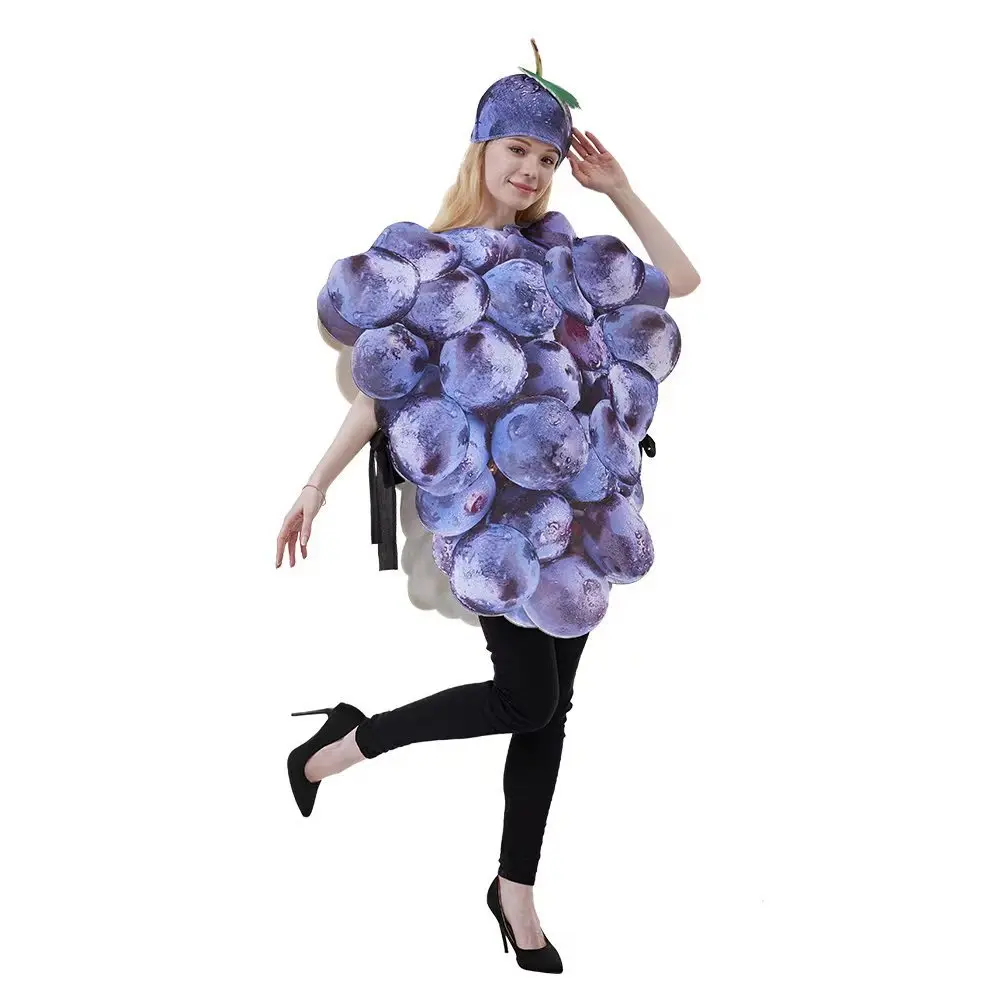 Grappige Volwassen Voedsel Fruit Druif Cosplay Uniform Set Halloween Kerstkostuums Voor Vrouwen Mannen Podiumvoorstelling