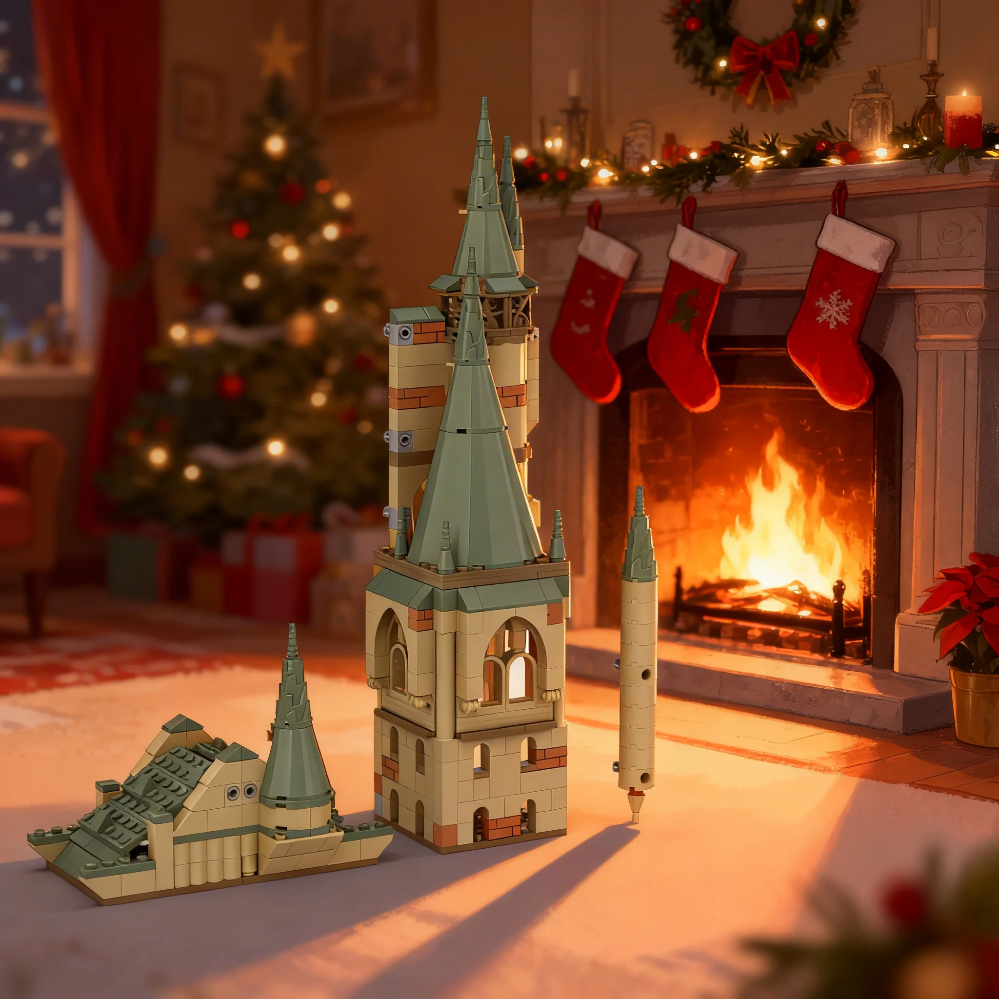 893pcs MOC Harry HP Modular - Room Requirement Roof Extension Model Building Blocks Architecture Christmas Gift Toy Art Idea