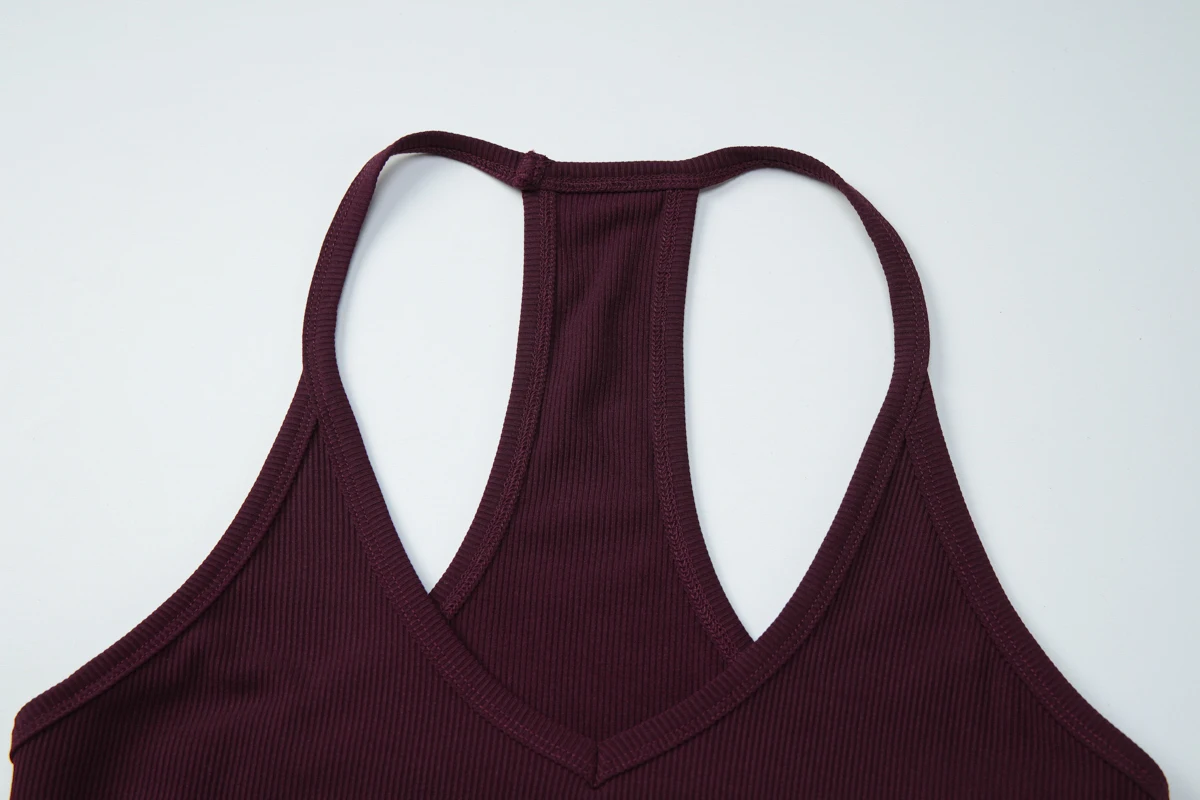 Hugcitar Geripptes Neckholder-Kleid Einfarbiges Rückenfreies Sexy Bodycon Minikleid Frühling Sommer Lässige Damenkleidung Streetwear Party Festival – Detail 6