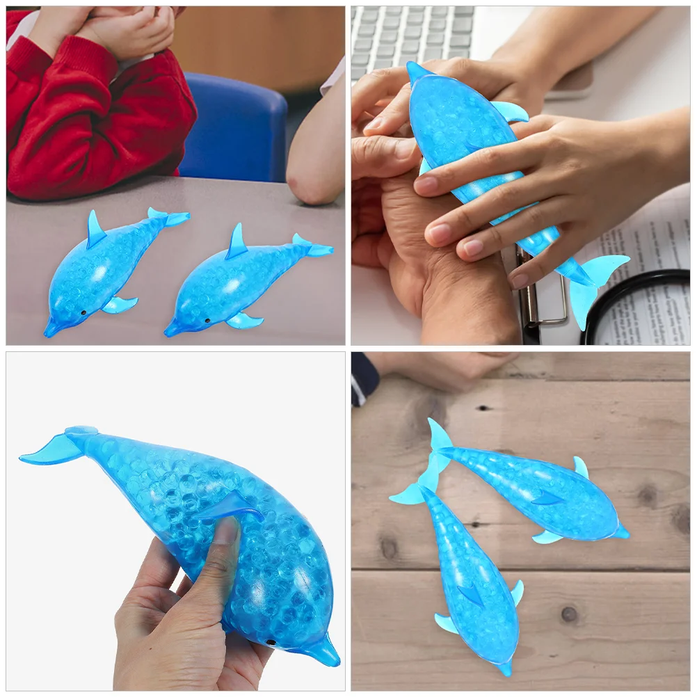 3 Pcs Children's Dolphin Toys Squeeze for Kids Small Prizes Stress Reliever Blue Party Favors