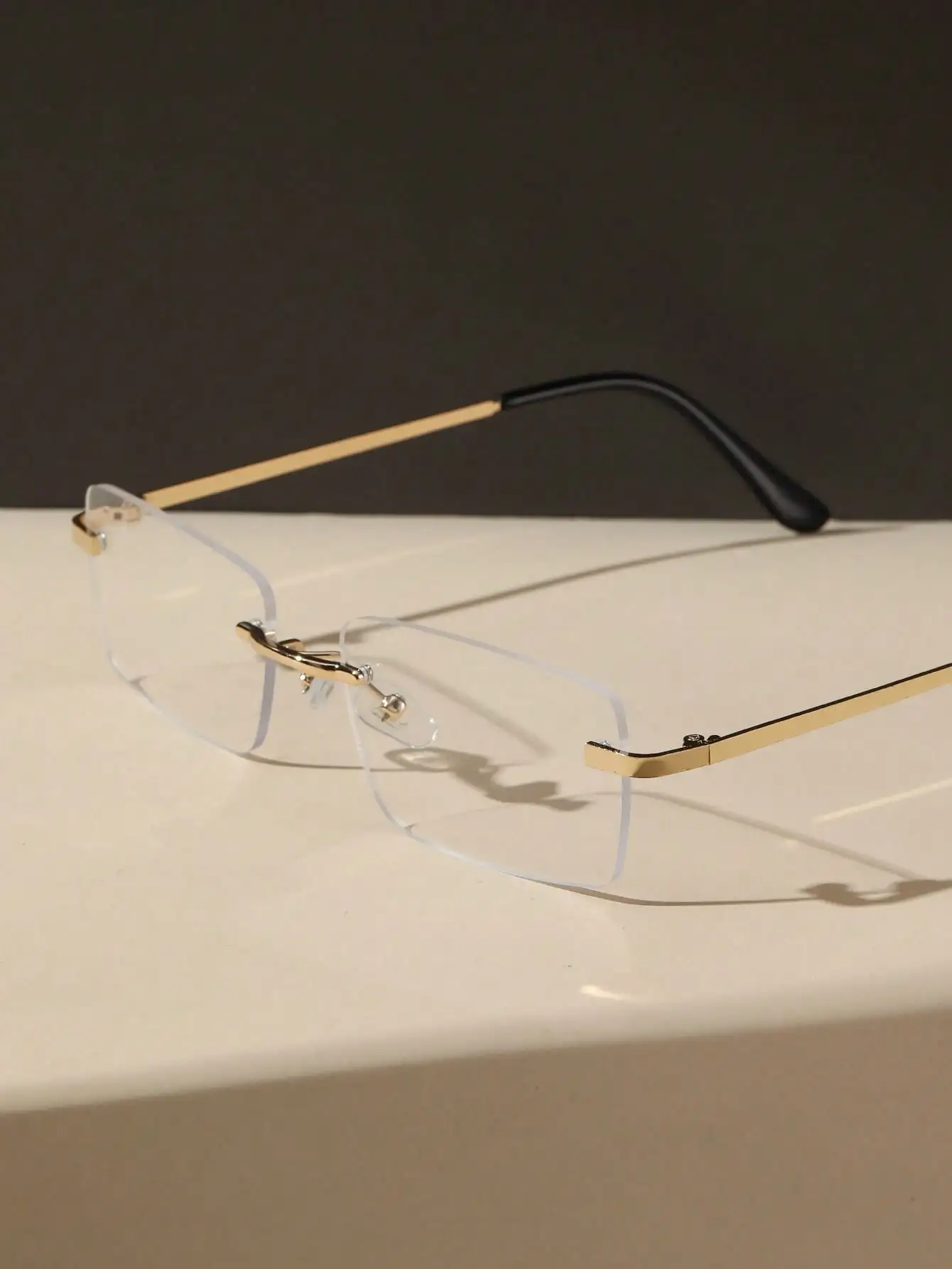 1PC Unisex Square Metal Rimless Fashion Anti-Blue Light Clear Glasses For Office Daily Reading