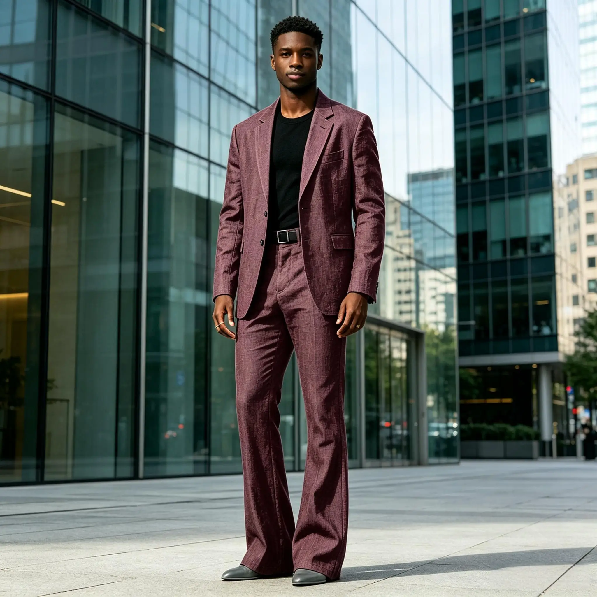 Men Linen 2 Piece Suit Set Notched Lapel Slim Fit Blazer Flared Pants Breathable Vintage Business Wedding Part