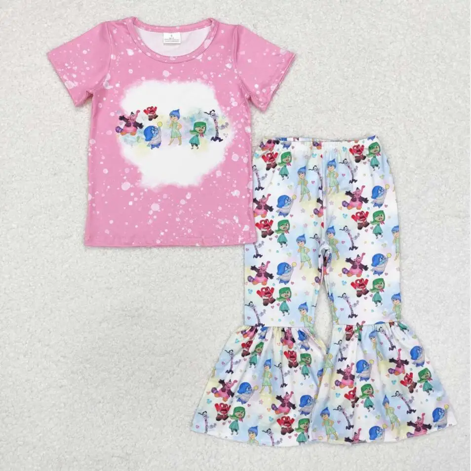 

RTS Baby Girls Wholesale Toddler Short Sleeves Tunic Top Bell Bottom Pants Boutique Outfits Clothes Sets Kid Infant New Sets
