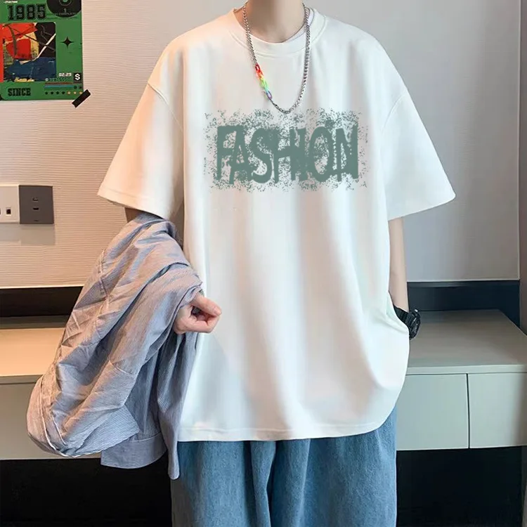 

The 2025 new summer men's 100% pure cotton short-sleeved T-shirt is a trendy, loose and fashionable printed clothing top