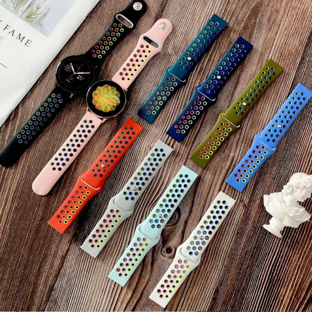 22 มม.สําหรับนาฬิกา Samsung Galaxy นาฬิกา 6-5-pro-4-Classic/active 2 20 มม.correa กีฬาสร้อยข้อมือซิลิโคน Huawei GT 4-3-2-2e สายคล้อง