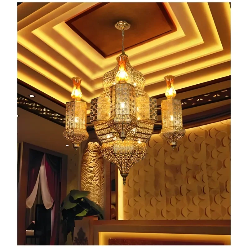 Customized Hotel Clubhouse South East Asia Large Chandelier Moroccan Style Chinese Restaurant Lights Decorative Lighting Zhongsh