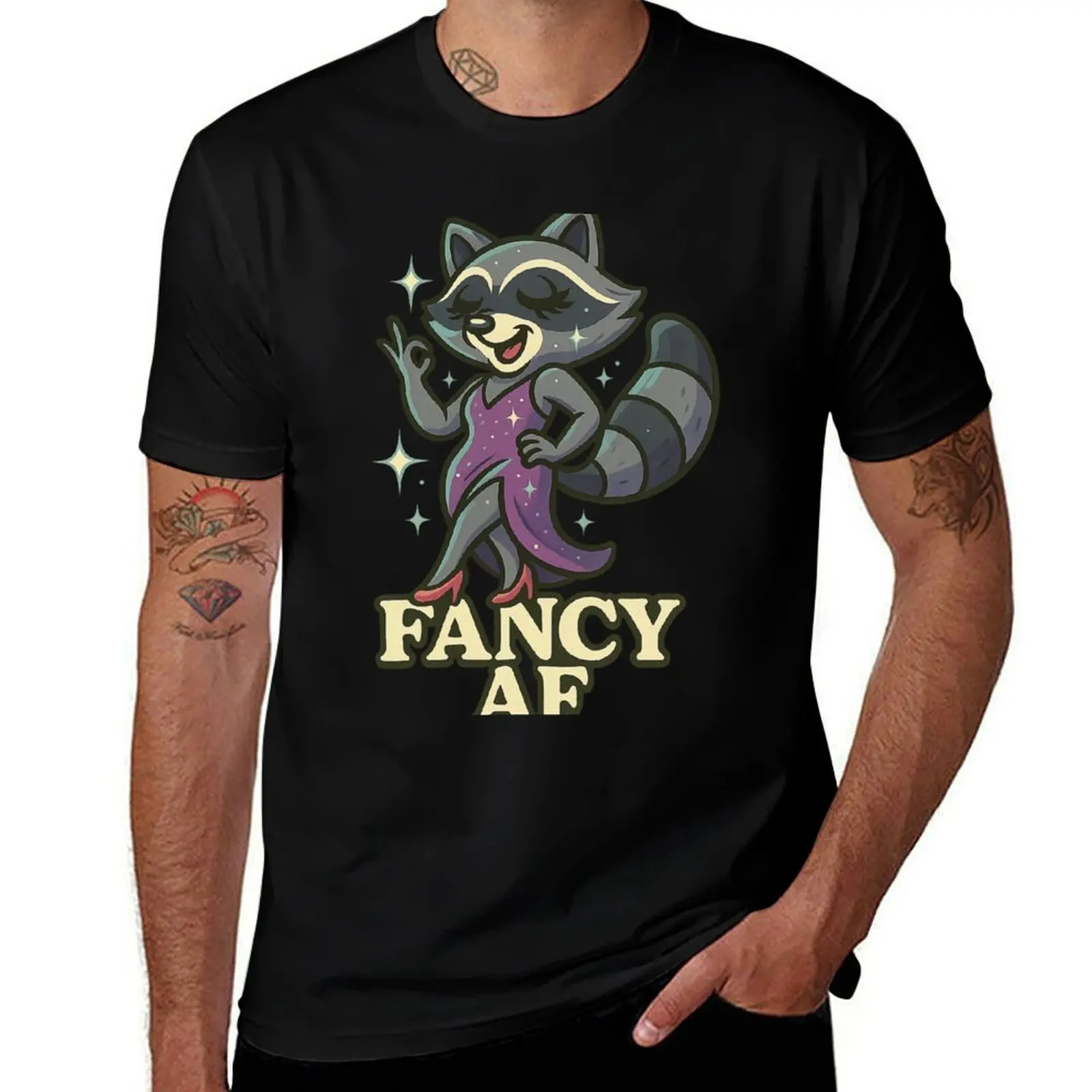 

Fancy AF Raccoon – Sparkly Graffiti Tattoo Style T-Shirt luxury designer shirts graphic tees plus sizes t shirts for men cotton