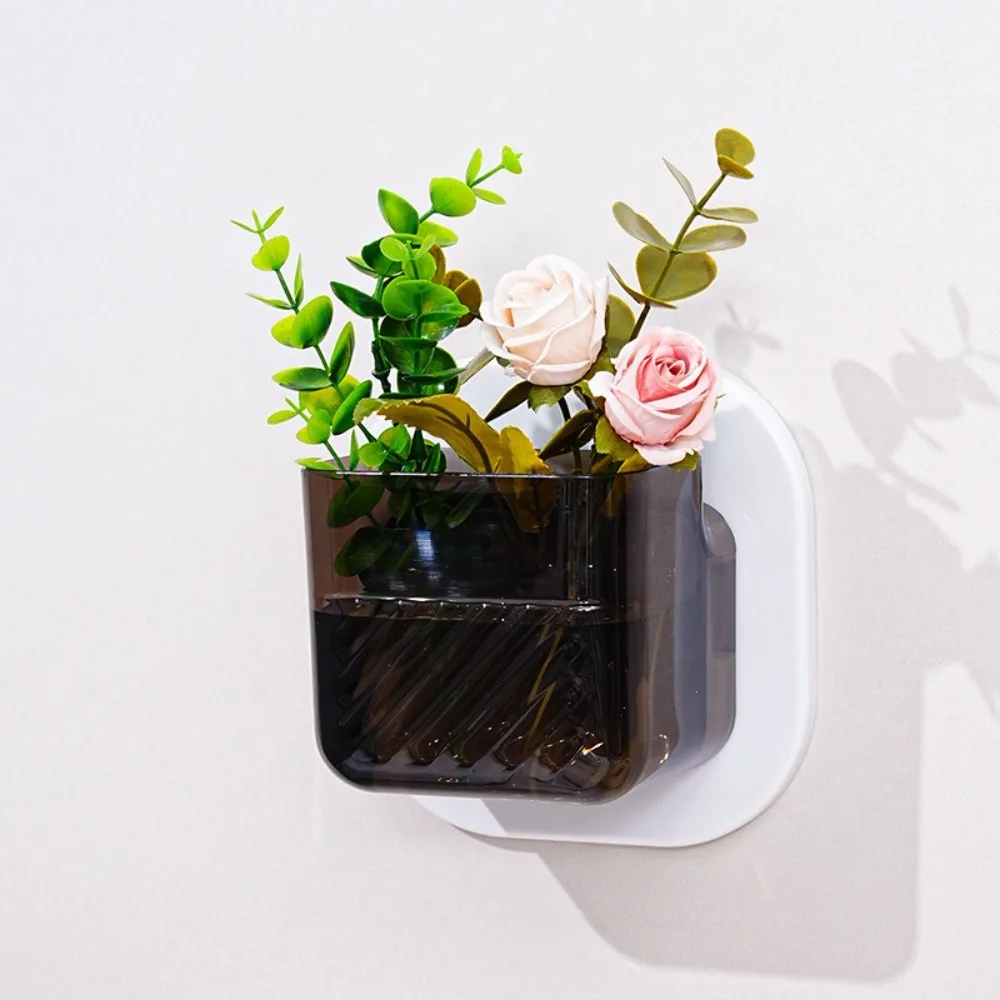 Punch Free Wall-mounted Plastic Vase Creative Clear Wall Hanging Fish Tank Multi-function Detachable Hydroponic Flower Pot