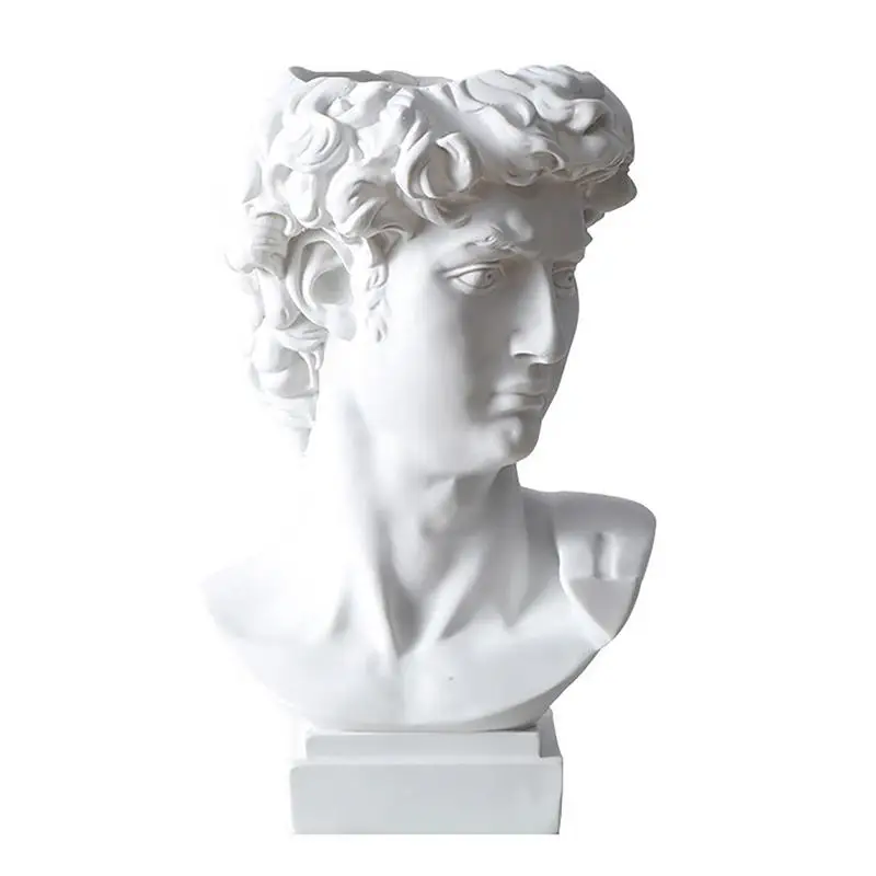 David Statue Flower Vase David Head Portraits Bust Gypsum Statue  Roman Style Statue Planter Makeup Brushes Container Pen Holder