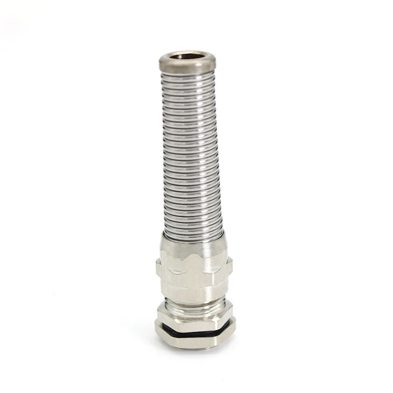 Pg7 Bend Proof Anti Kink Protection Stainless Steel Cable Glands Ip68 Liquid Tight Spiral Flex Cord Grips Connectors