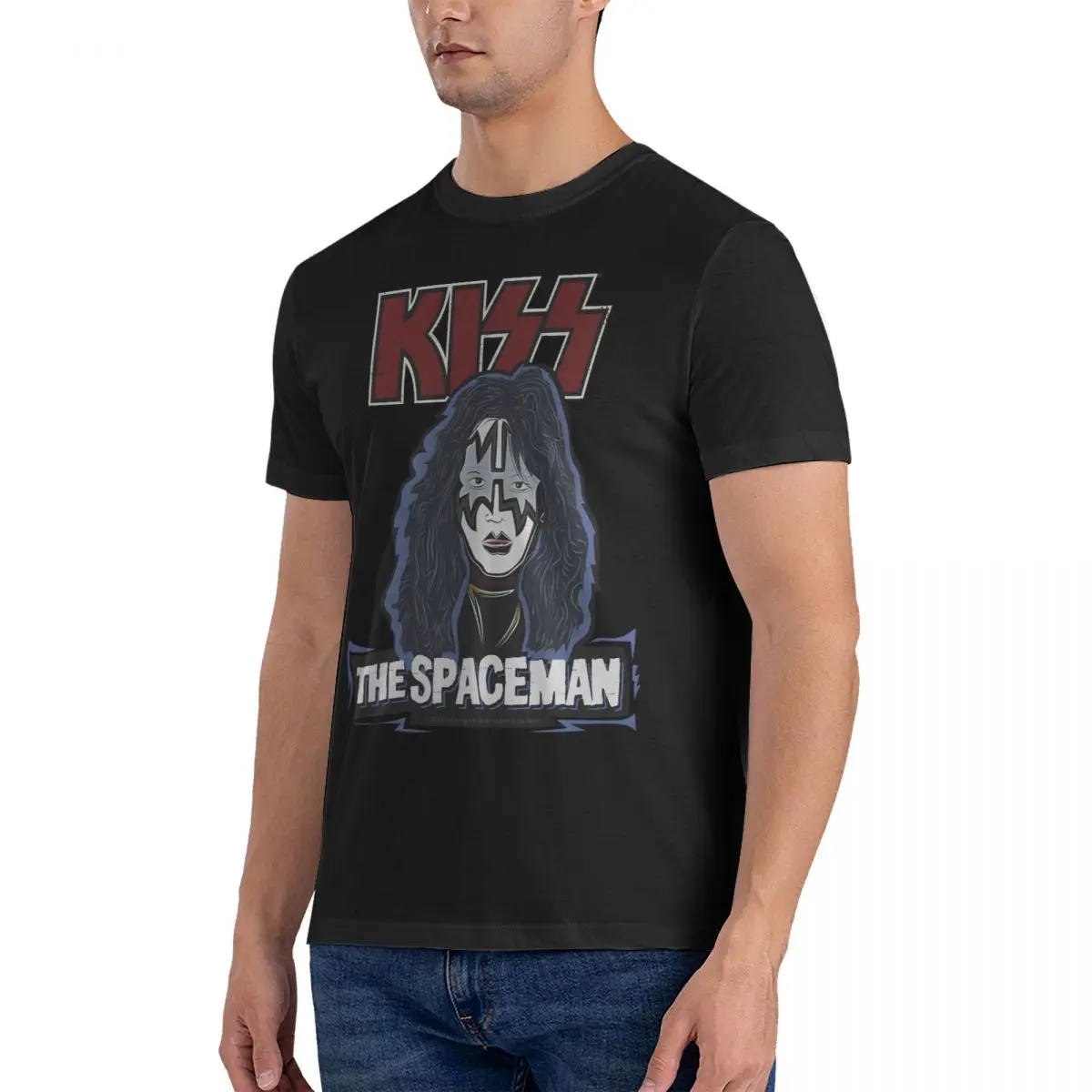 The Spaceman KISS Men T Shirt KISS Casual Tees Short Sleeve Crew Neck T-Shirt Cotton Original Tops