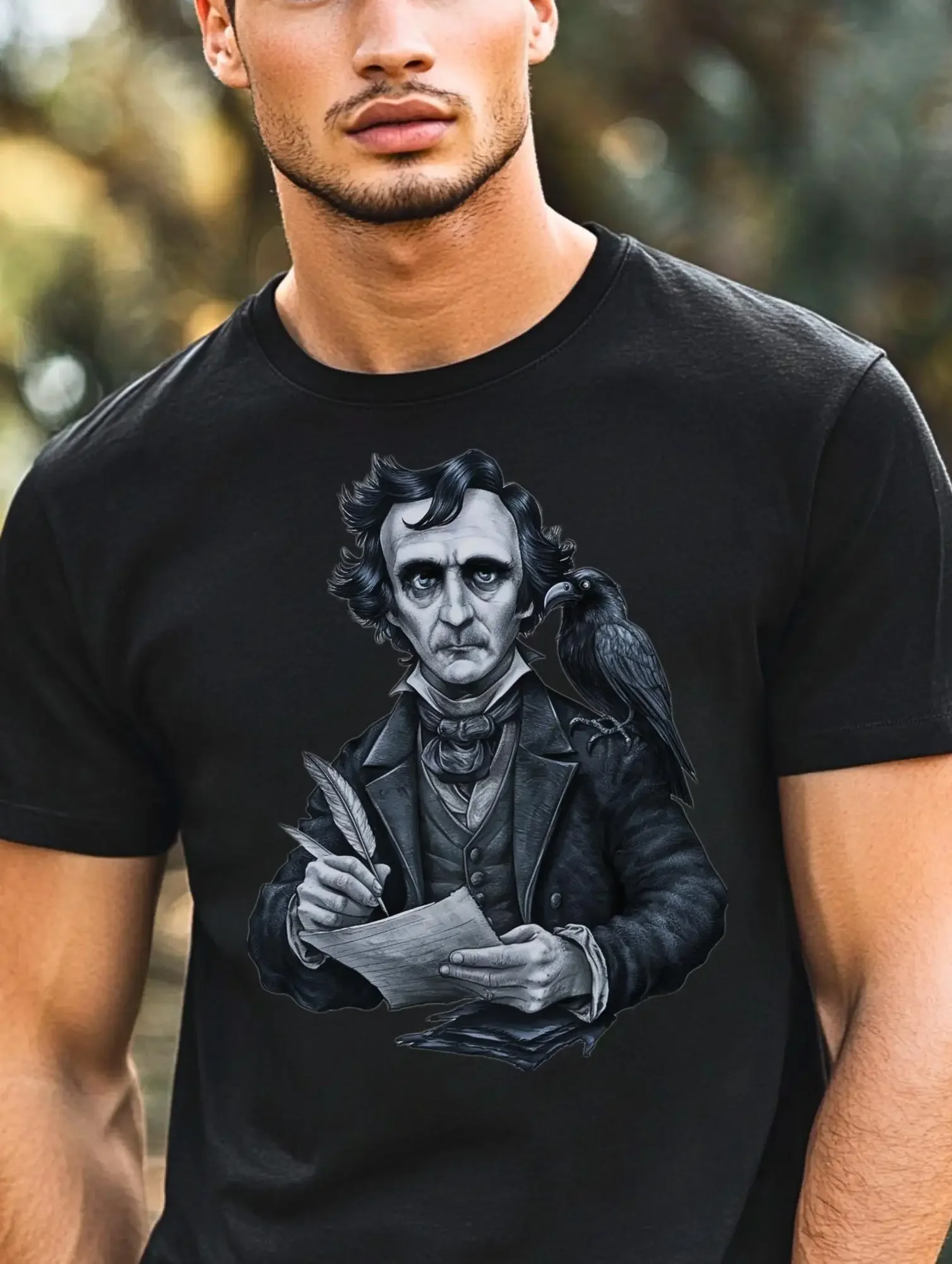 Raven T Shirt Gothic Edgar Allen Poe Nevermore For Him Her