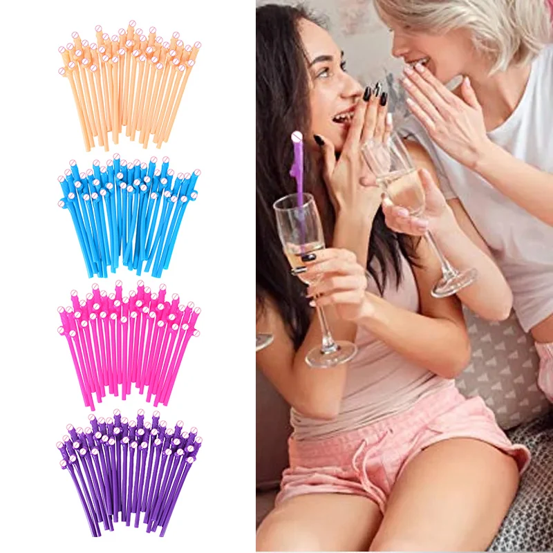 New Bachelorette Party Penis Straws Plastic Novelty Nude Dick Drink Straw For Hen Night Bar Decor Wedding Team Bride Supplies