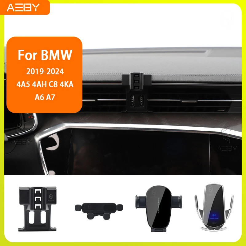 For Audi A6 A7 4A5 4AH C8 4KA 2019-2024 Phone Holde Car Mobile Support Special Fixed Bracket Base Wireless Charging Stand