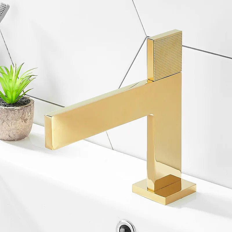 

Modern Minimalist Brass Bathroom Basin Faucet Waterfall Hot Cold Water Washbasin Sink Mixer Tap Creative Ultra-Thin Square Tap