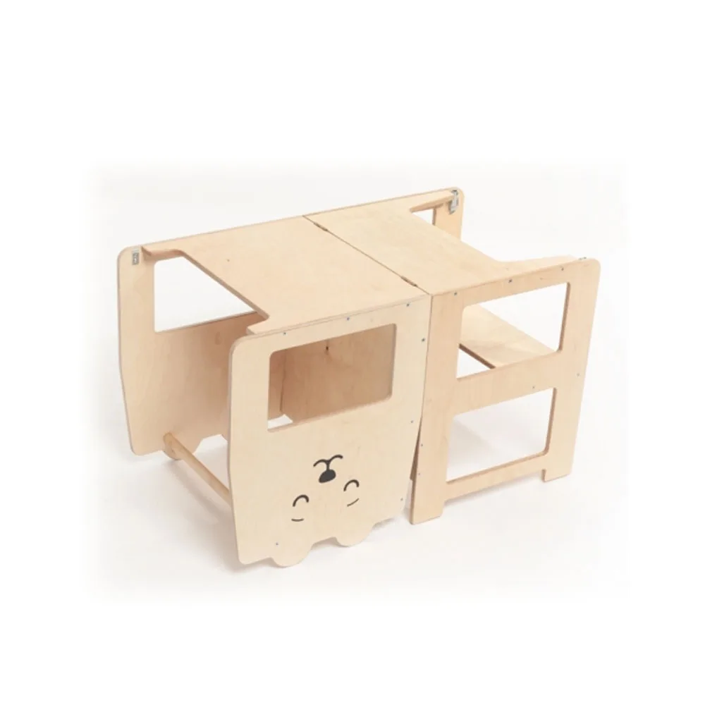 Adjustable Height Kids Wooden Kitchen Step Stool Foldable Learning Tower Toddler Step Stool for Toddler Kids