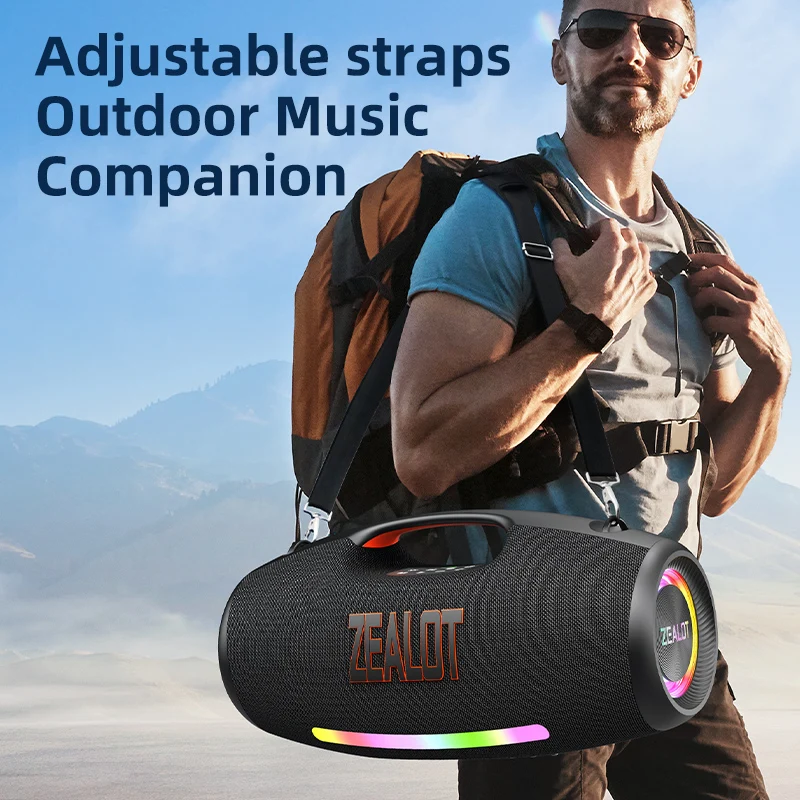 Przenośny głośnik Bluetooth ZEALOT-S89, moc 250 W StormBox z subwooferem, głośnik imprezowy IP67 na zewnątrz, czas odtwarzania 20 godzin, dioda LED