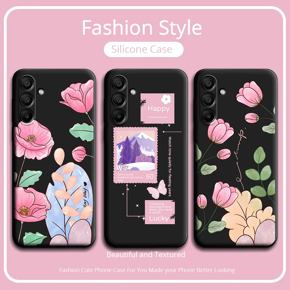 For Samsung Galaxy A16 5G SM-A166E Case Cute Cartoon Soft Silicone Flower Phone Case For SamsungA 16 a16 Back Cover Luck Marble