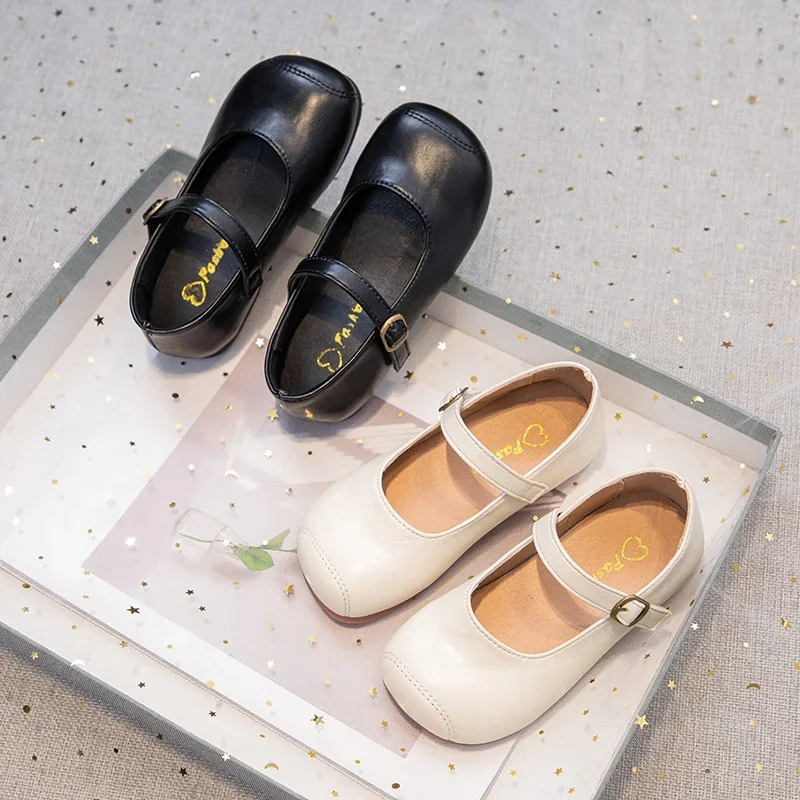 

Кожаные туфли принцессы для девочек, 2026, детские новые осенние балетки для малышей, однотонные элегантные школьные танцевальные туфли на мягкой подошве в стиле ретро