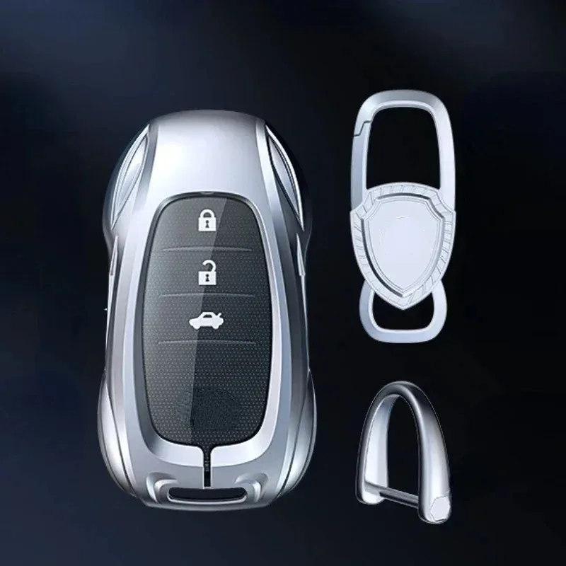 For Toyota Hanrada Prado CHR Zinc Alloy Silver Car Key Protection Shell Smart Remote Key Cover Trim Interior Accessories