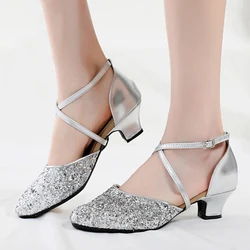 Hot Selling Women's Modern Dance Shoes Leather Dance Shoes Salsa Tango Jazz Latin Dance Shoes Women's Dance Mid Heels