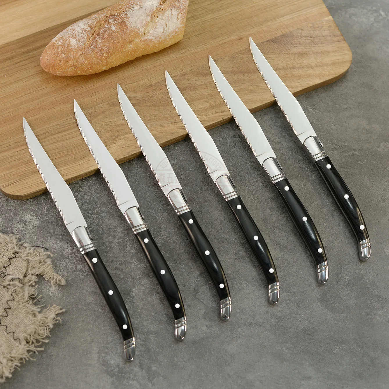 

Laguiole Steak knives Table Knife Wood Handle Japanese Korean Dinnerware set Stainless Steel Dinner Table Forks 8.93'' 10pcs