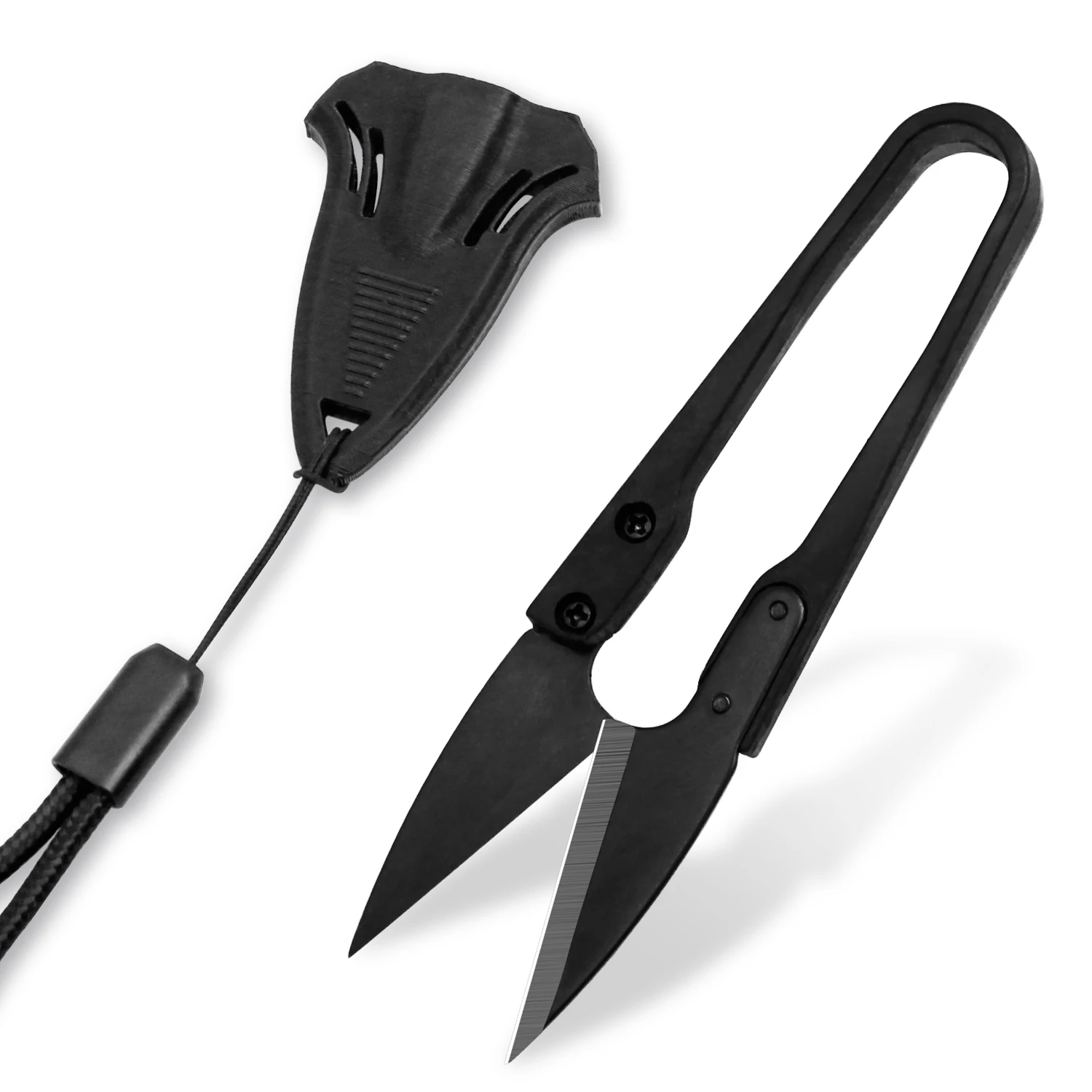 2pcs U Shaped Sewing with Safety Cover & Lanyard Thread Cutter Yarn Shears Ceramic Blade Craft Scissor for Cross-stitch Crafting