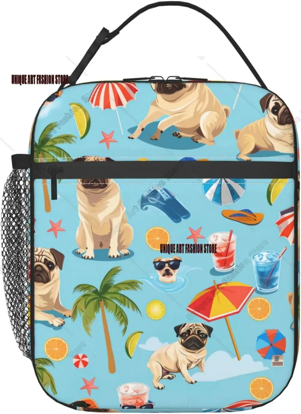 

Reusable Pug Lunch Box Adult Insulated Cute Dog Lunch Bag Beach Day Handbags Case for School Picnic Work Travel Beach
