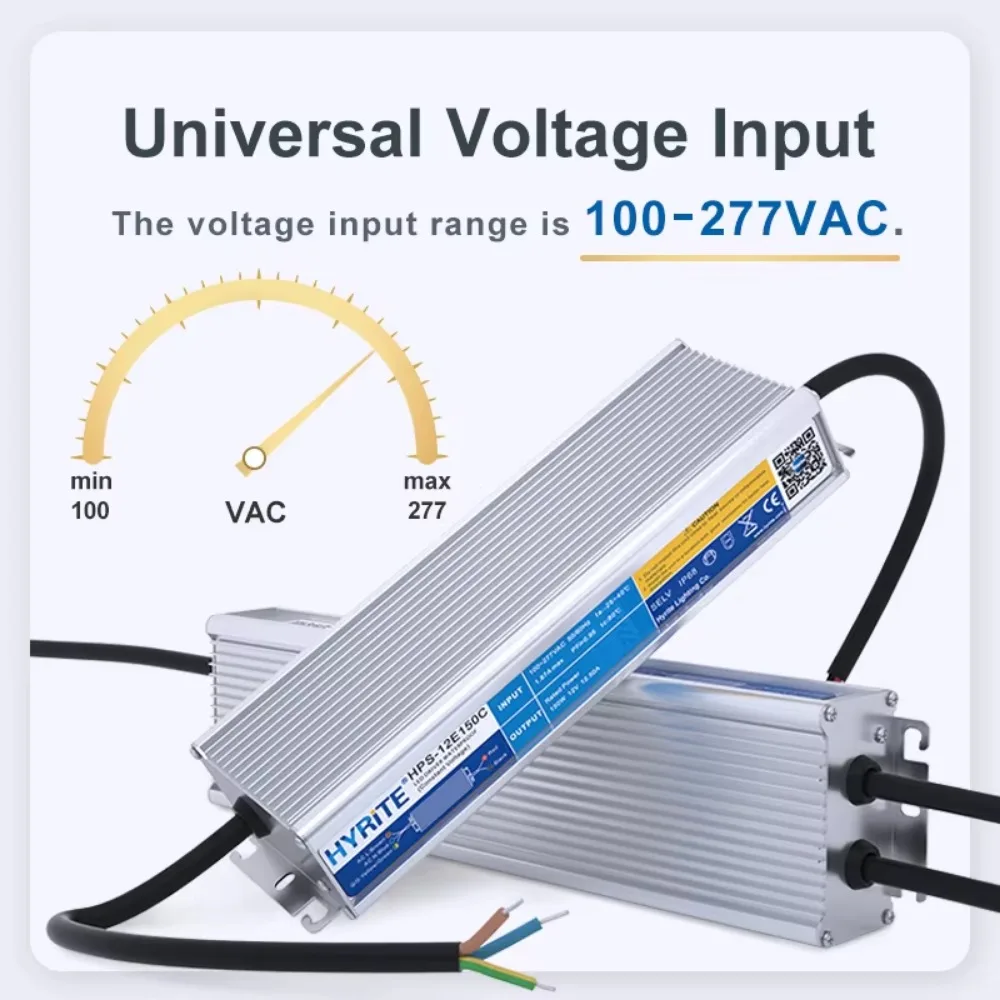 IP68 Waterproof LED Driver, High PFC Wide Voltage 12V 24V 60W‑300W UL Certified Switching Lighting Power Supply Transformer
