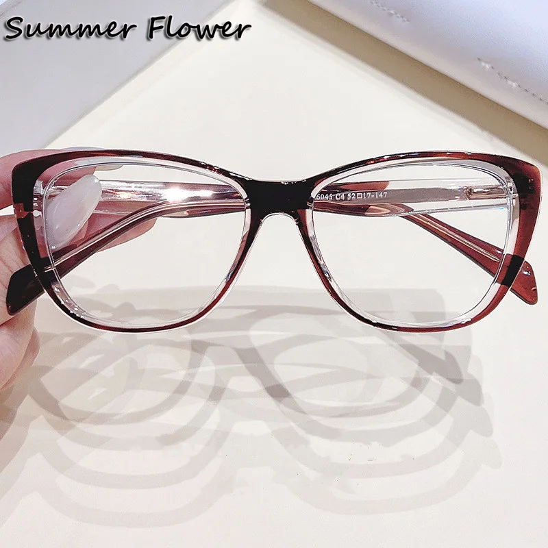 Women Myopia Glasses Frame Minus Prescription Reading Glasses Farsight Lady Cat Eyeglasses TR90 Spring Hinges Eyewear for Girl