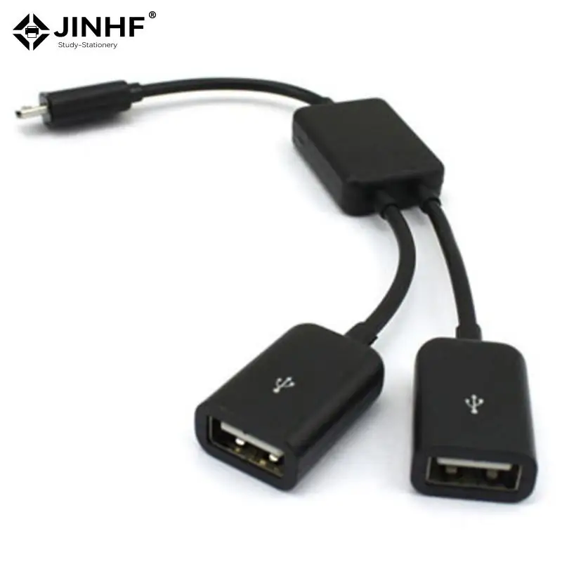 1Pcs 2in1 Micro USB Dual Host OTG Charge Hub Y Splitter Adapter Cable Tablet Black Data Cable For Android Smartphones Supply