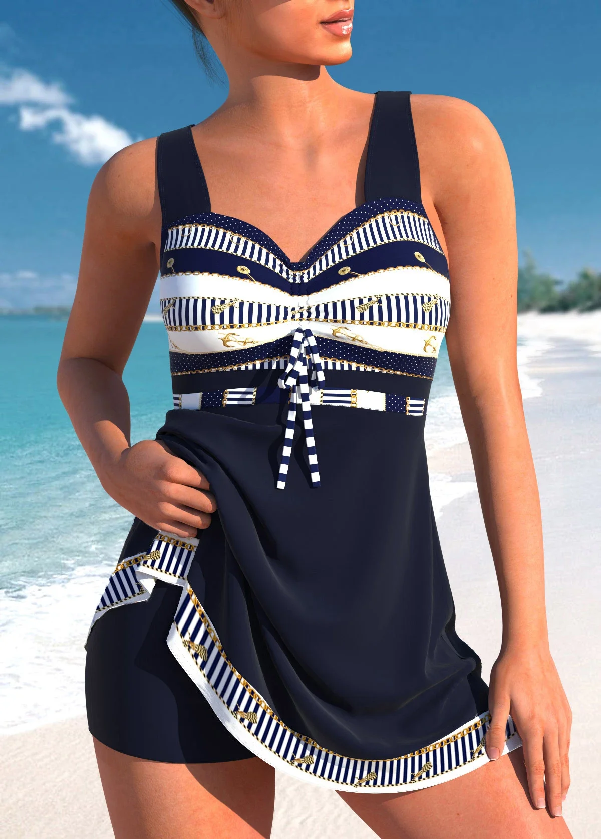 Conjunto de tankini sexy feminino 2 peças, moda praia, moda, impressão, verão, 2023