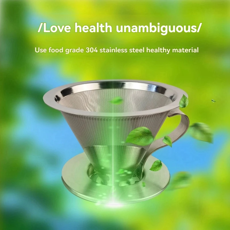 Stainless Steel Coffee Dripper Handle Coffee Filter With Base Paperless Filter Coffee Filter Tea Filter