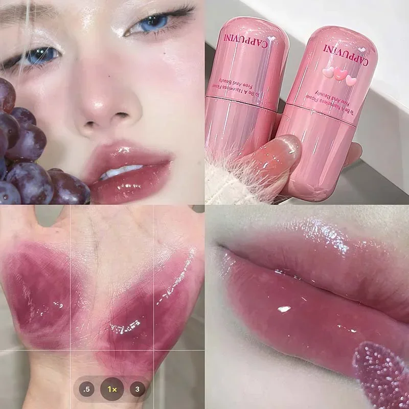 

*Durable waterproof and moisturizing lip gloss with mirror effect, shimmering and ice bright peach pink lip gloss