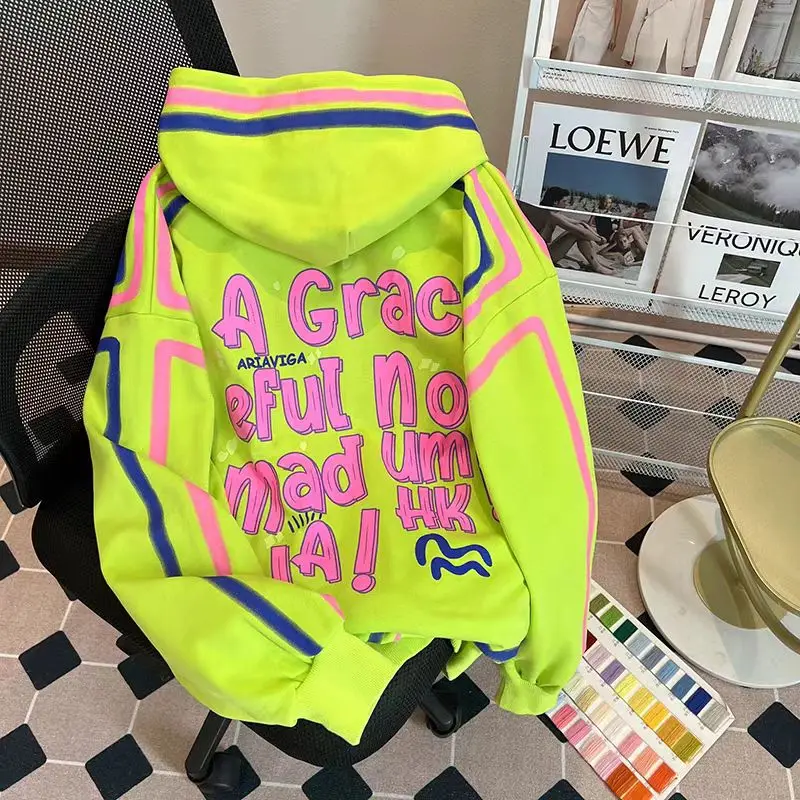 

Niche Personality Loose Hooded Sweatshirt, American Style, Oversized 3D Printing Popular Fashion Design, Niche Top