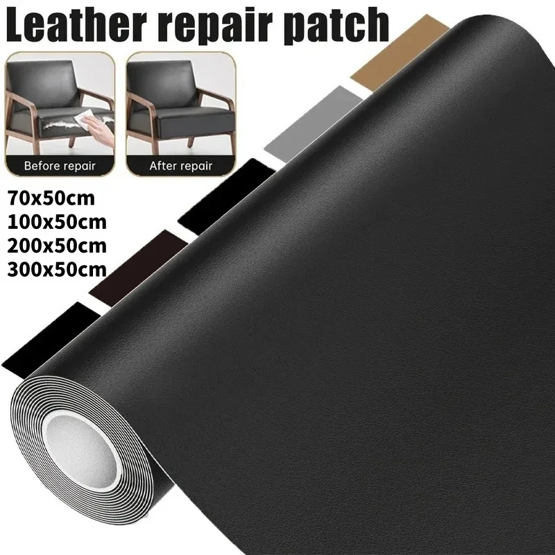 Refurbish DIY Sofa Black Leather Repair Patch Artificial Self-adhesive Leather Upholstery for Car Seat Couch Chair Restaurant