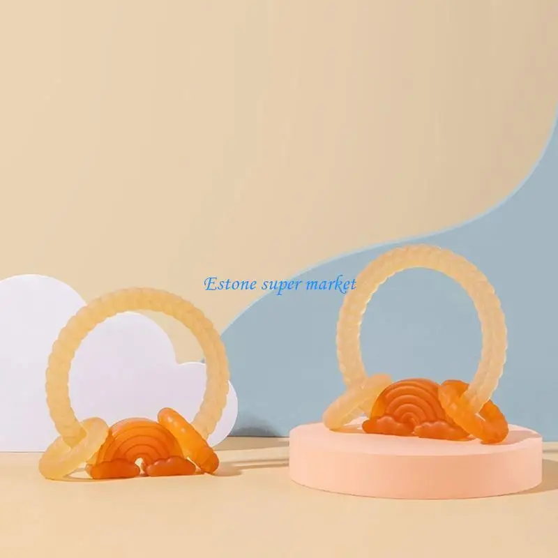 090B Giocattolo da masticare molare neonato Cartone animato a forma arcobaleno Massaggiagengive lenitivo per bambini