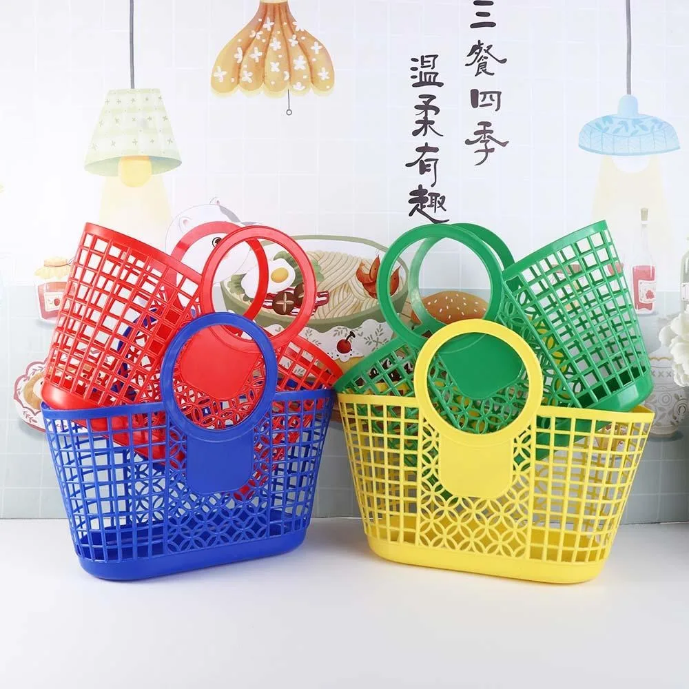 Plastic Durable Hollow Hanging Hand-Held Storage Basket Basket  Organizer Kitchen Bathroom Accessories