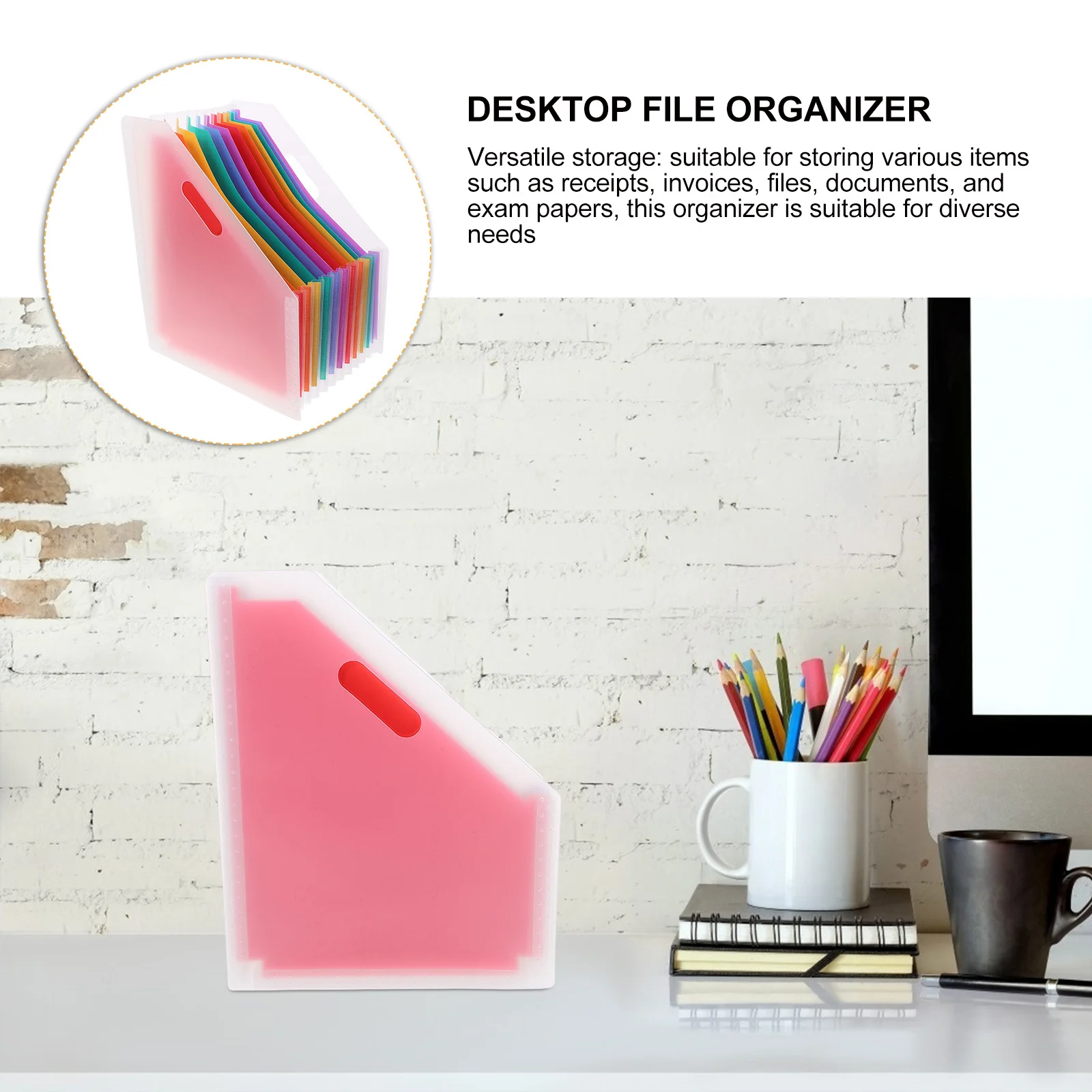 대용량 수직 아코디언 파일 정리함 확장형 플라스틱 폴더 사무실 가정 학교 다층 문서용