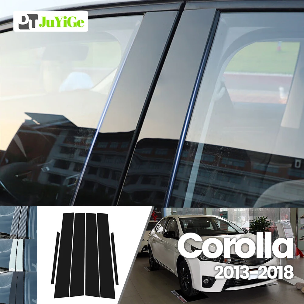 

For Toyota Corolla 2013-2018 2014 2015 2016 2017 Bright Black Carbon Fibre Window Door B C Sticker