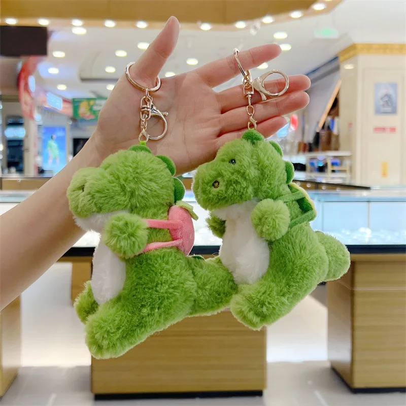 Dinosaur Keychain Stuffed Plush Toy Backpack Pendant Decorative Soft Dinosaur Plush Doll School Bag Car Keychain Holiday Gift